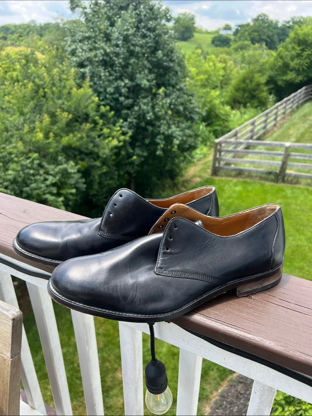 Johnston & Murphy Black Sheepskin Oxfords